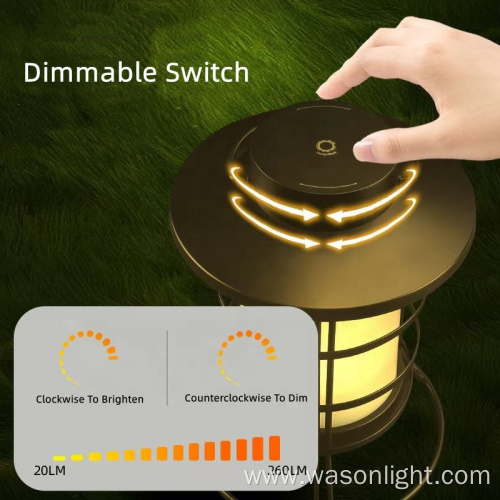Wason Hot Sale New Heavy Duty Portable LED Lantern USB-C Rechargeable 3500K Warm White Stepless Dimming Outdoor Camping Lamp